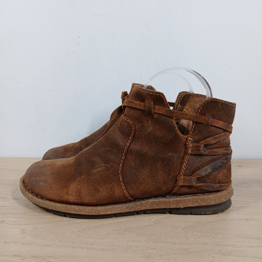 Born Ankle Boots Womens 6 Tarkiln Distressed Brown Leather Comfort Flat Casual